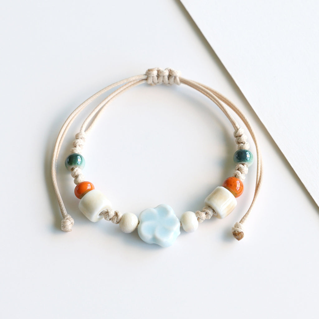 Ethnic Style Ceramic Bracelet for Women Jingdezhen Porcelain Beaded Bracelet