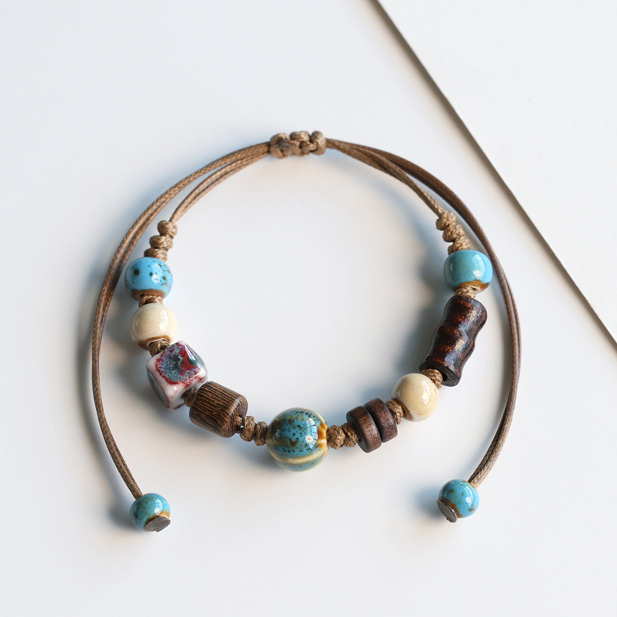 Ethnic Style Ceramic Bracelet for Women Jingdezhen Porcelain Beaded Bracelet