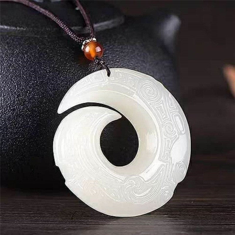 Natural Afghan Jade Fortune Pendant White Jade Hollow Jade Hanging Ornament