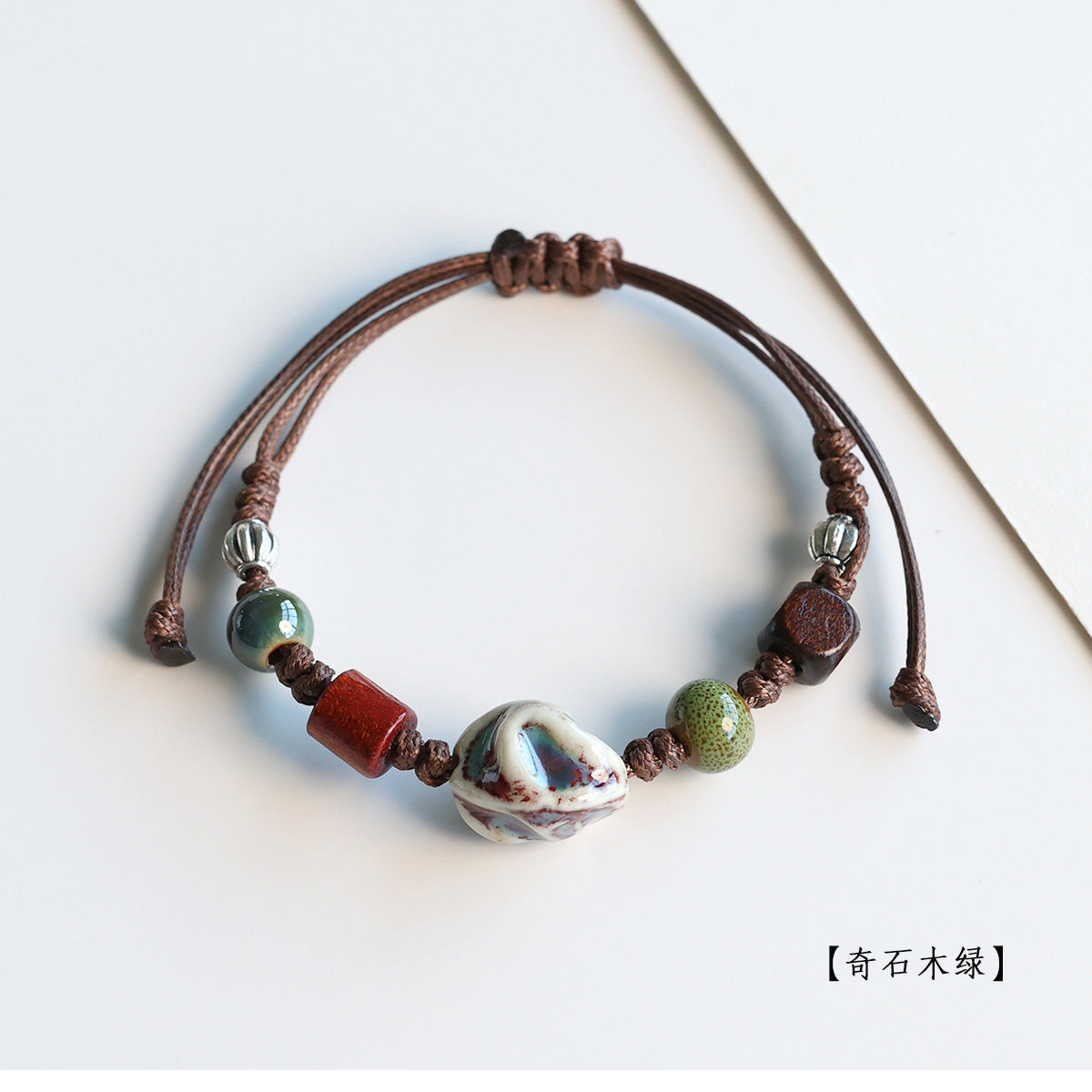 Ethnic Style Ceramic Bracelet for Women Jingdezhen Porcelain Beaded Bracelet