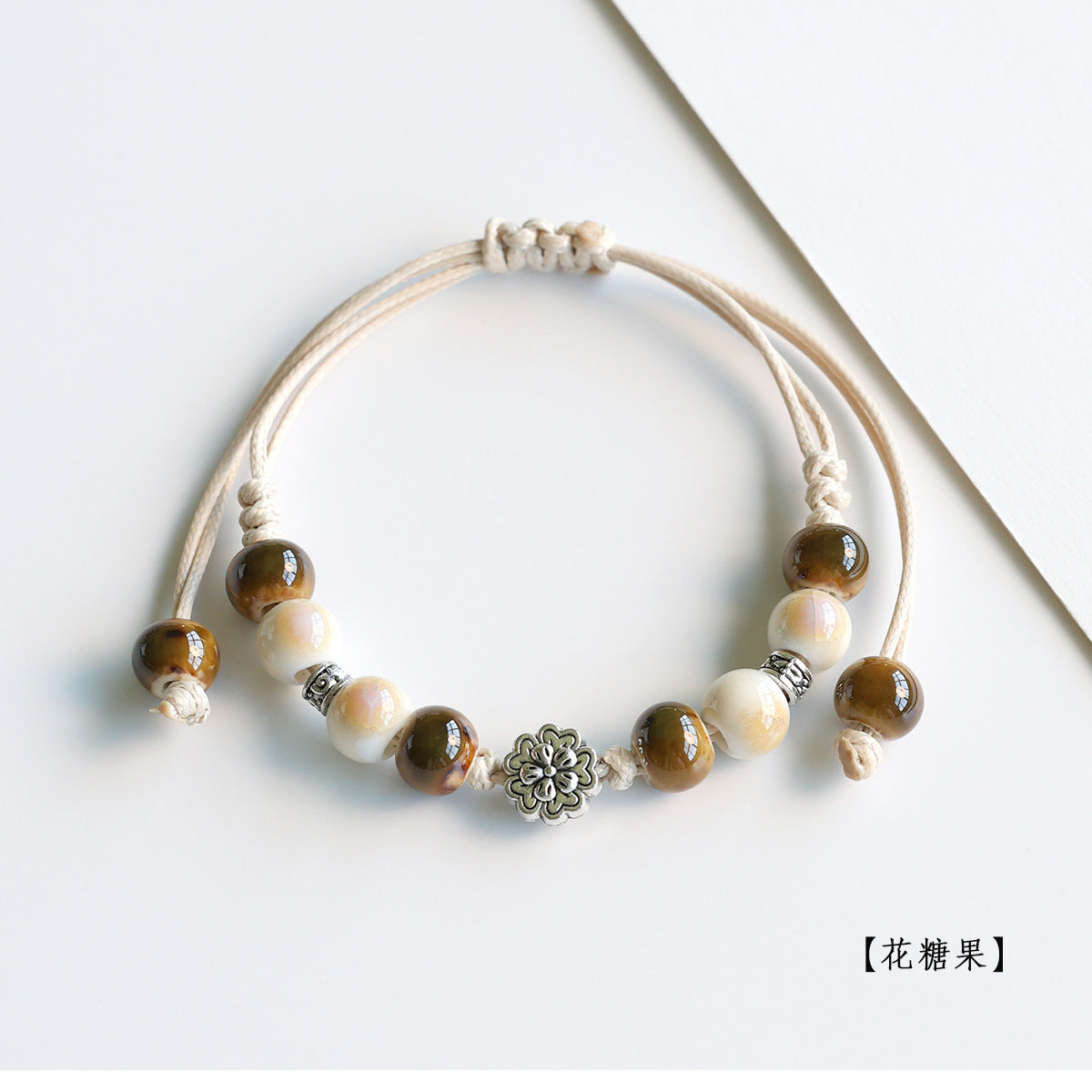 Ethnic Style Ceramic Bracelet for Women Jingdezhen Porcelain Beaded Bracelet