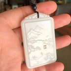 Afghan White Jade Landscape Plaque Exquisite Carving Fine Workmanship Jade Peace Plaque Men's Grand Landscape Plaque Jade Plaque Hanging Ornament Wholesale