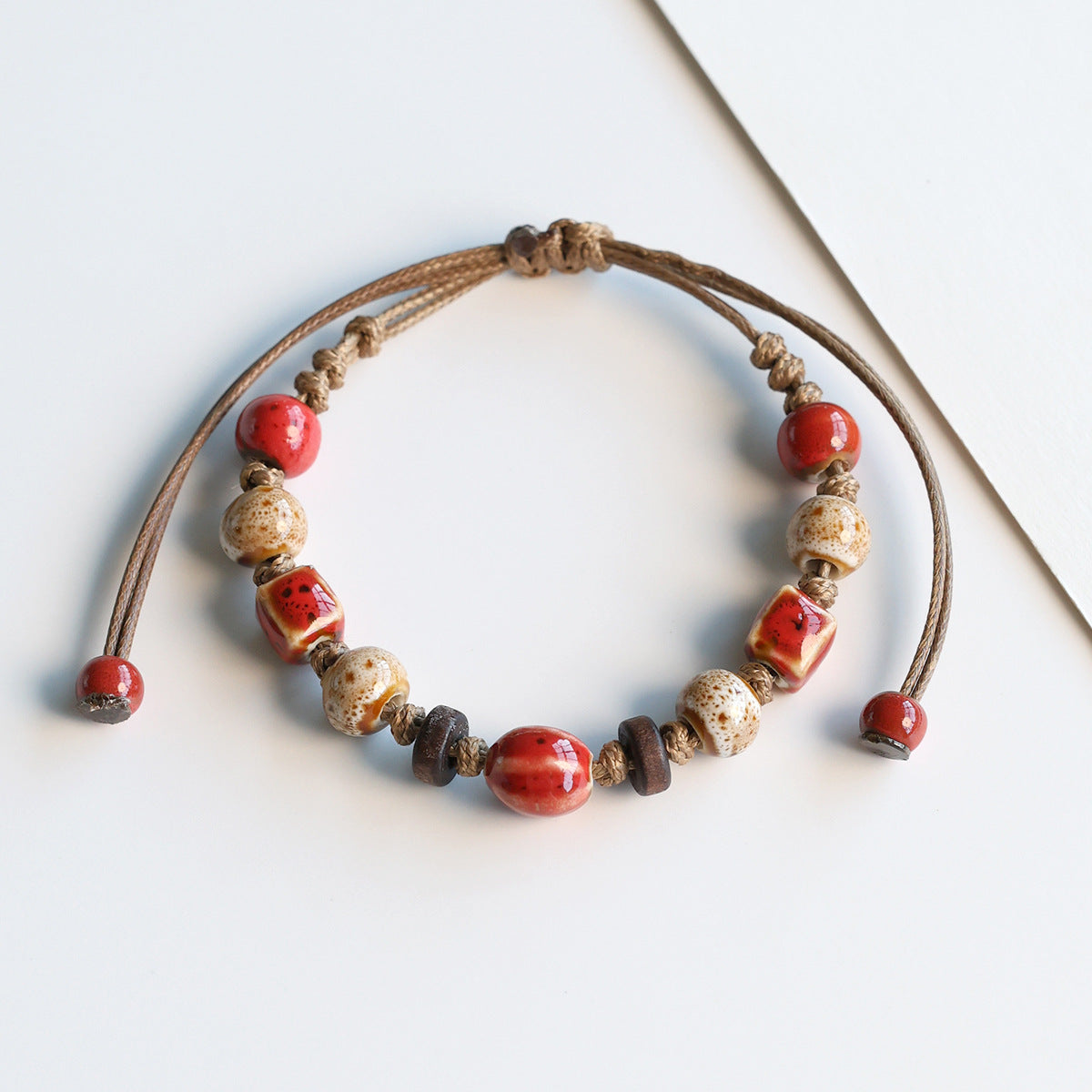 Ethnic Style Ceramic Bracelet for Women Jingdezhen Porcelain Beaded Bracelet