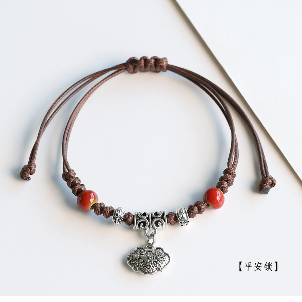 Ethnic Style Ceramic Bracelet for Women Jingdezhen Porcelain Beaded Bracelet