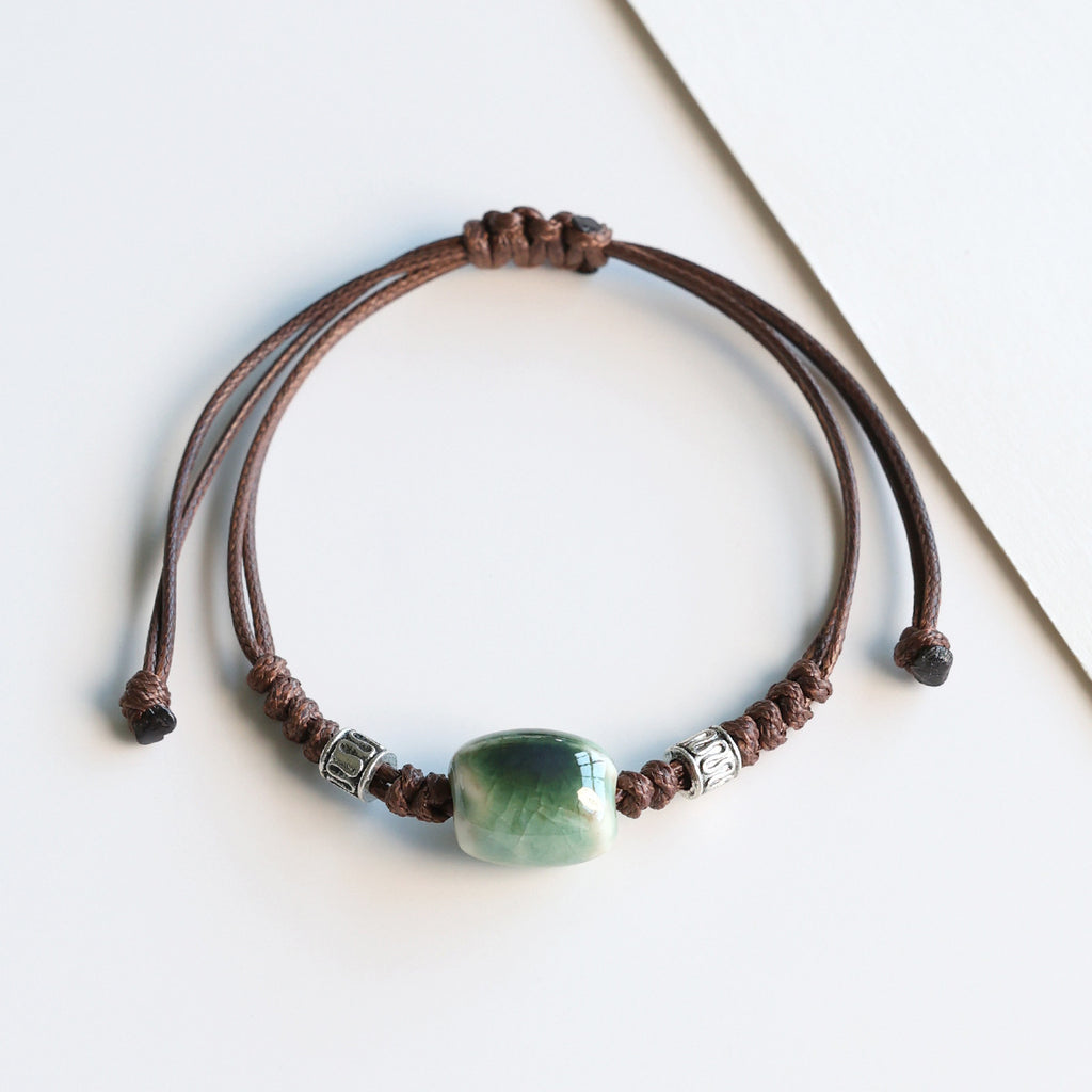 Ethnic Style Ceramic Bracelet for Women Jingdezhen Porcelain Beaded Bracelet